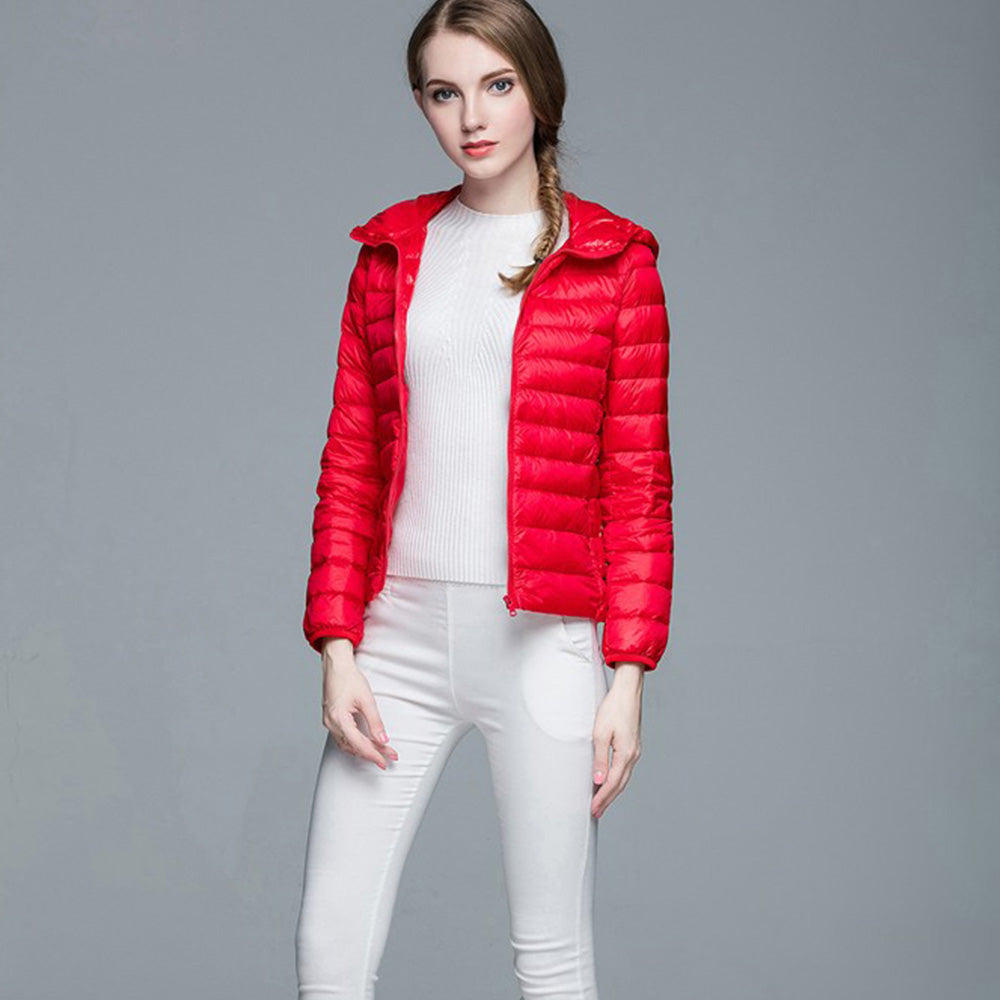Womens Hooded Warm Jacket K-6003 Red