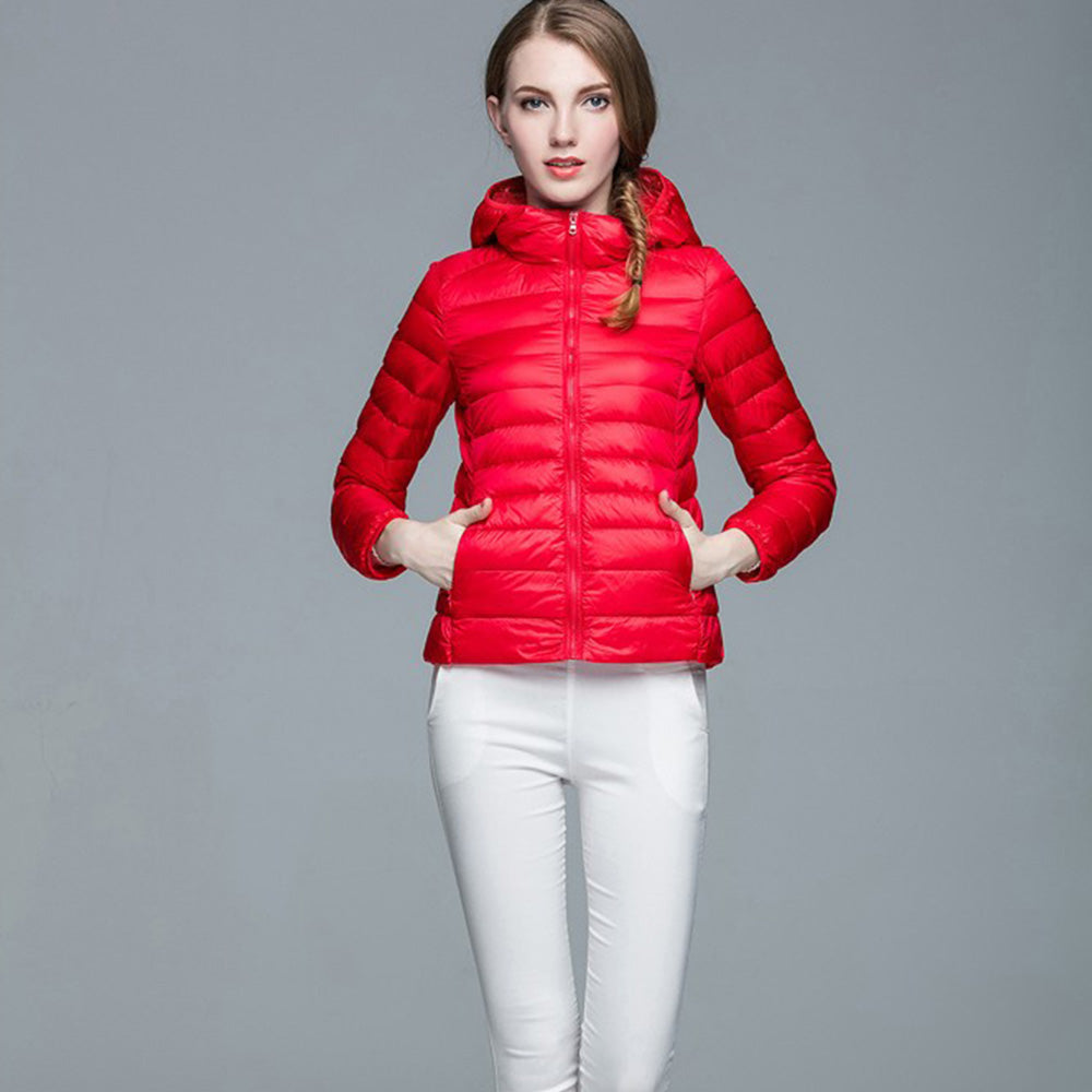 Womens Hooded Warm Jacket K-6003 Red