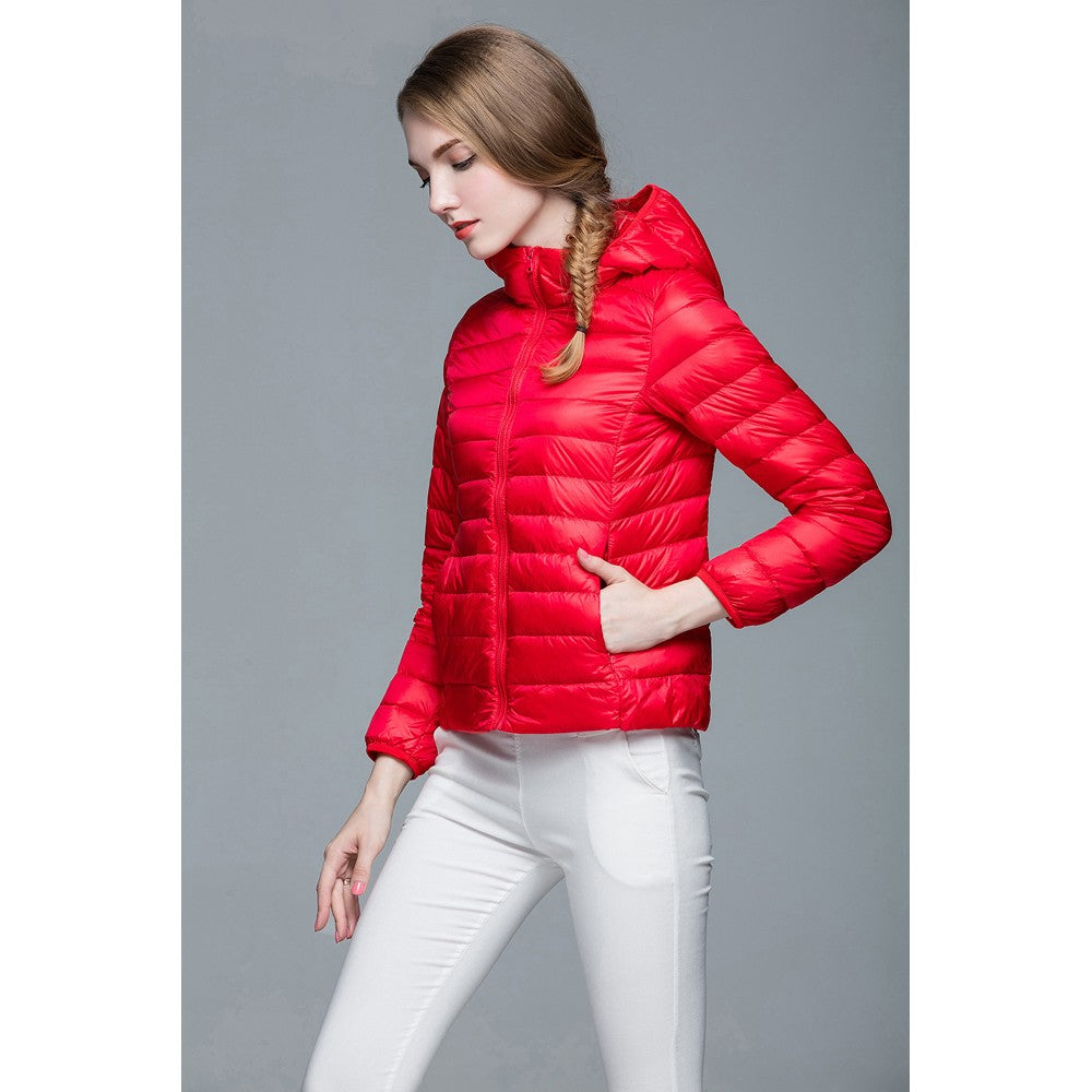 Womens Hooded Warm Jacket K-6003 Red