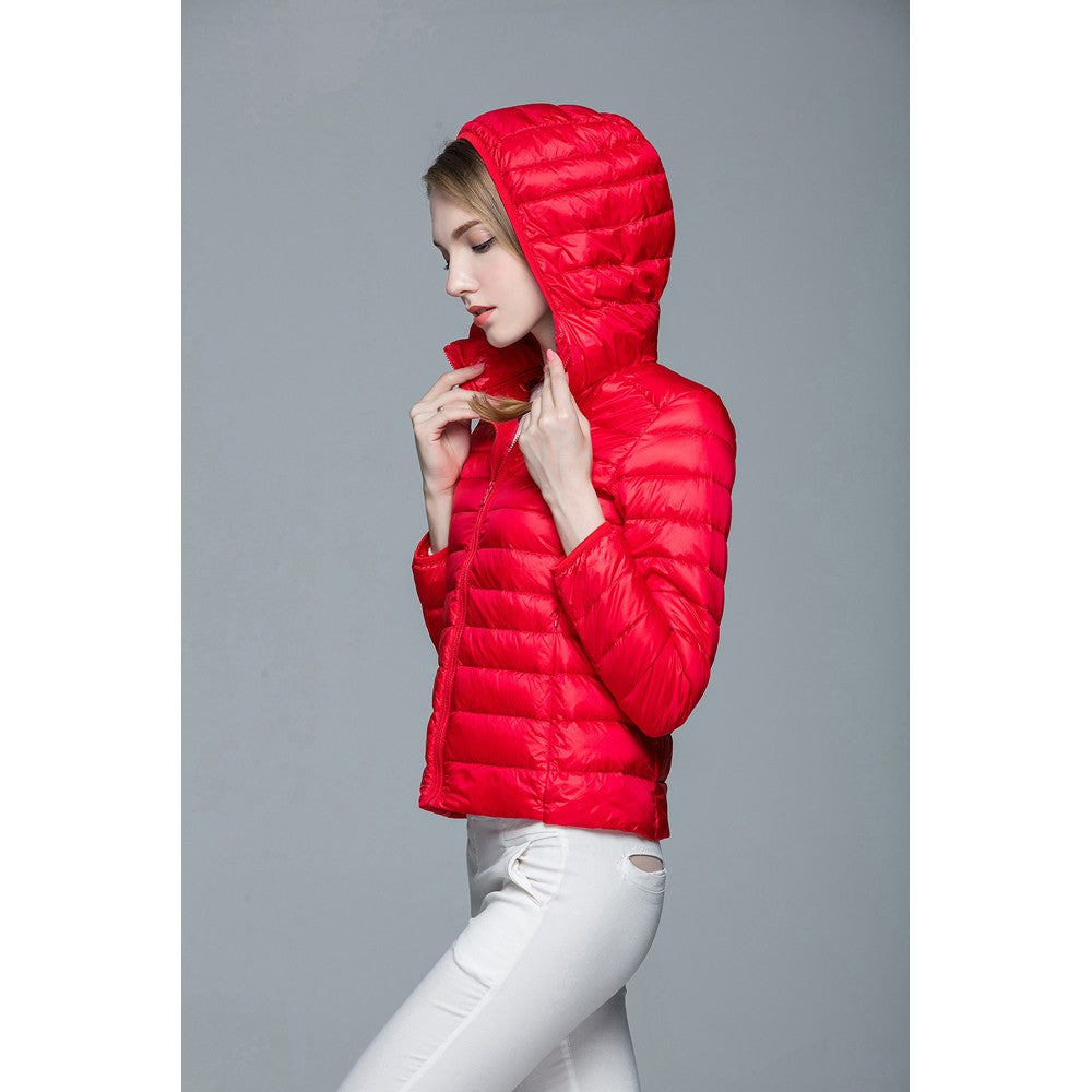 Womens Hooded Warm Jacket K-6003 Red