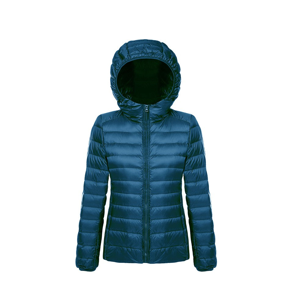 Womens Hooded Warm Jacket K-6003 Bluish-green