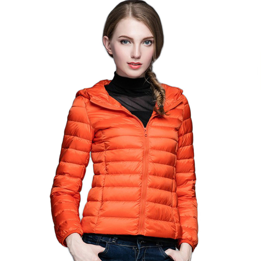 Womens Hooded Warm Jacket K-6003 Orange