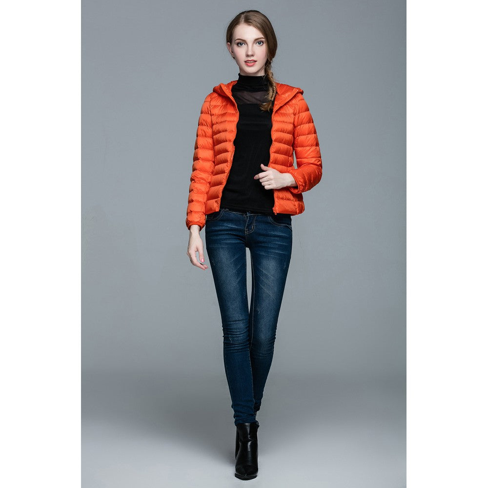 Womens Hooded Warm Jacket K-6003 Orange