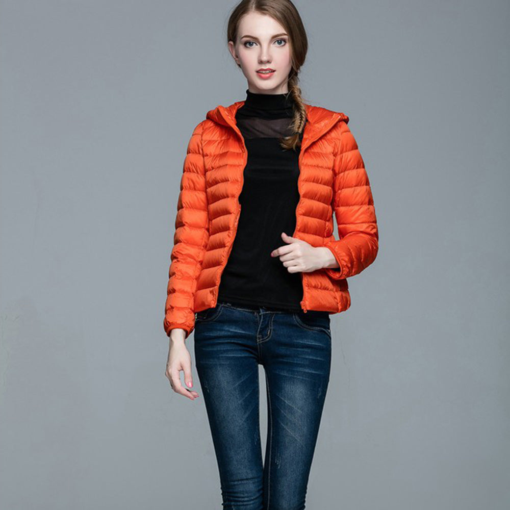 Womens Hooded Warm Jacket K-6003 Orange