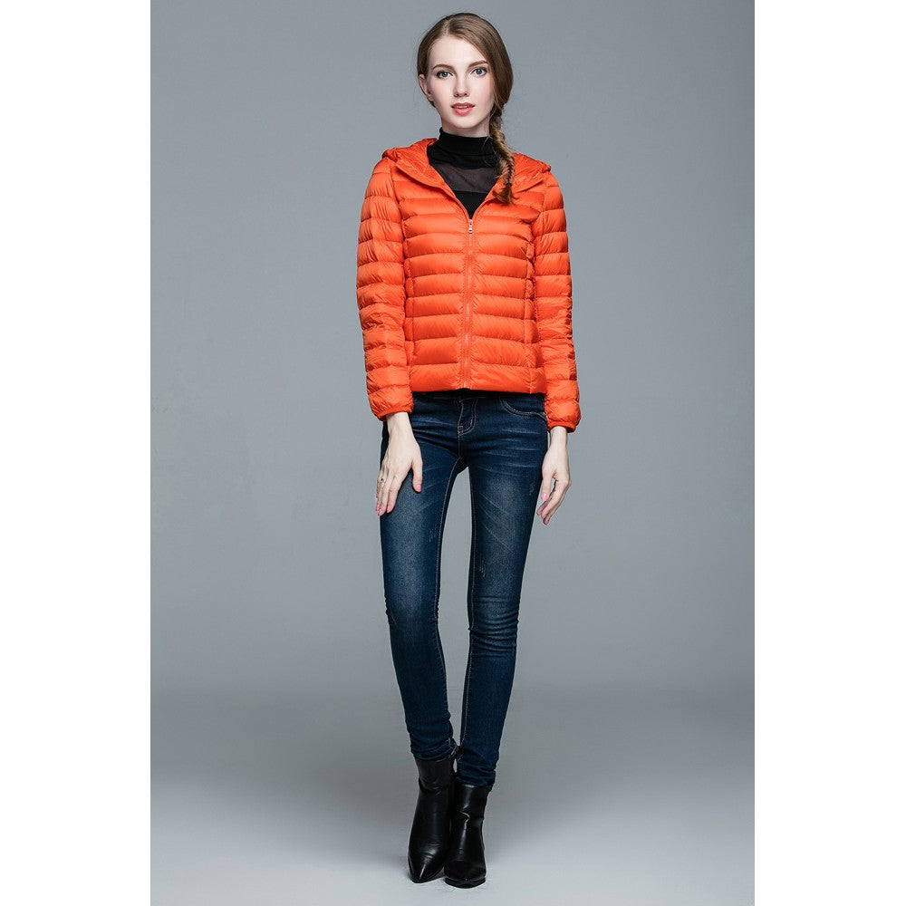Womens Hooded Warm Jacket K-6003 Orange