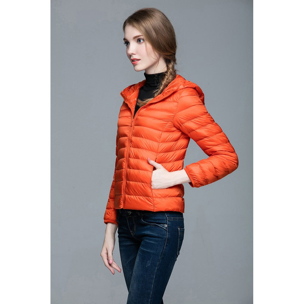 Womens Hooded Warm Jacket K-6003 Orange