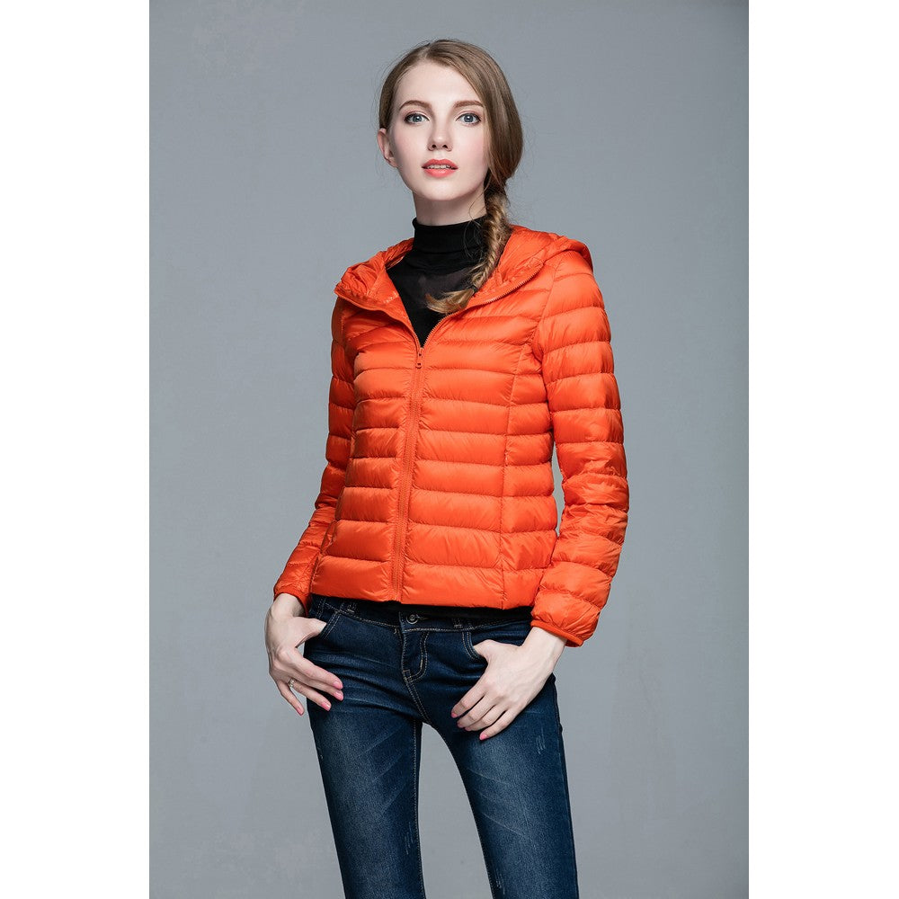 Womens Hooded Warm Jacket K-6003 Orange