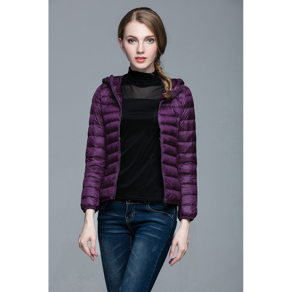 Womens Hooded Warm Jacket K-6003 Purple