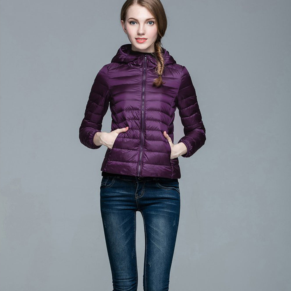 Womens Hooded Warm Jacket K-6003 Purple