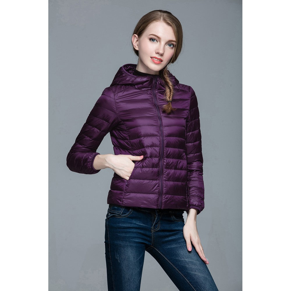 Womens Hooded Warm Jacket K-6003 Purple