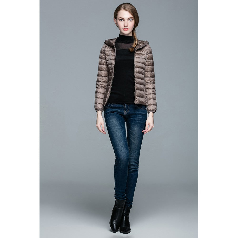 Womens Hooded Warm Jacket K-6003 Camel