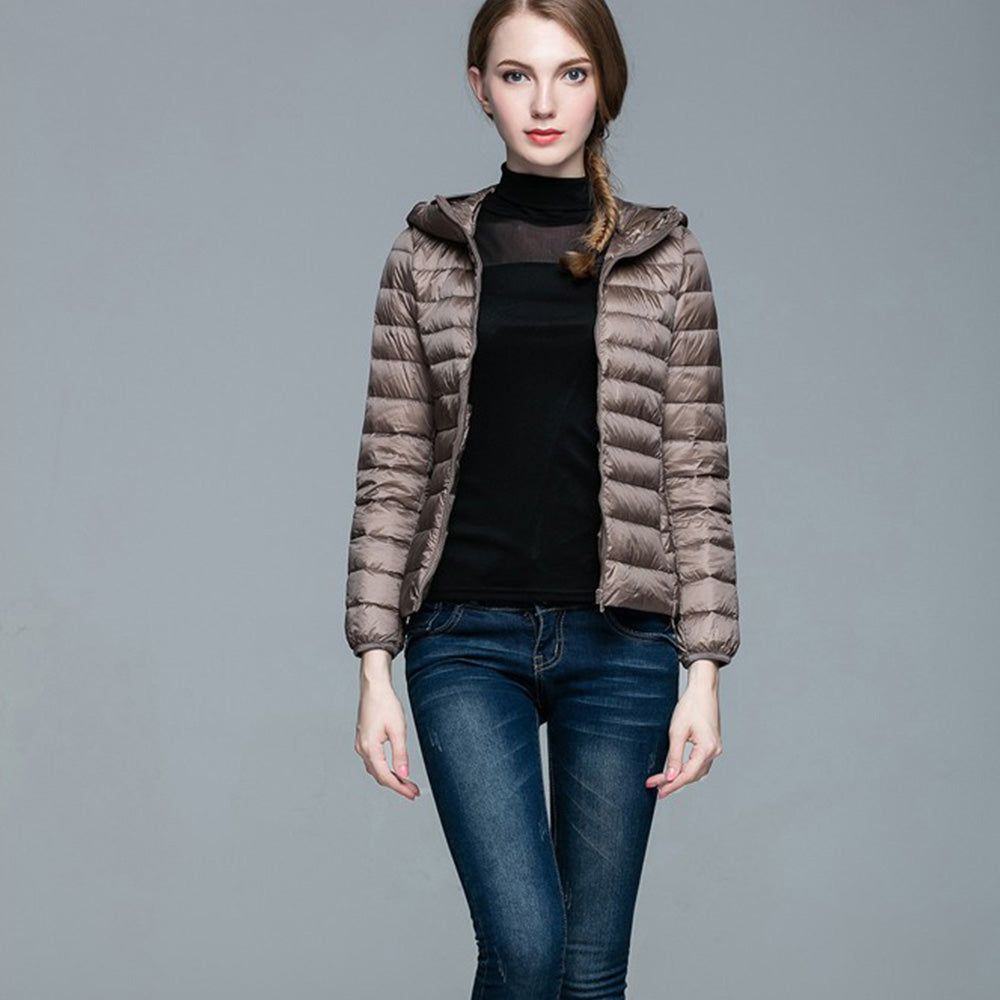 Womens Hooded Warm Jacket K-6003 Camel