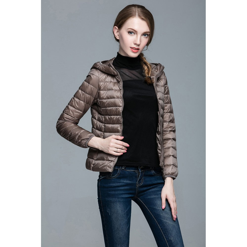 Womens Hooded Warm Jacket K-6003 Camel