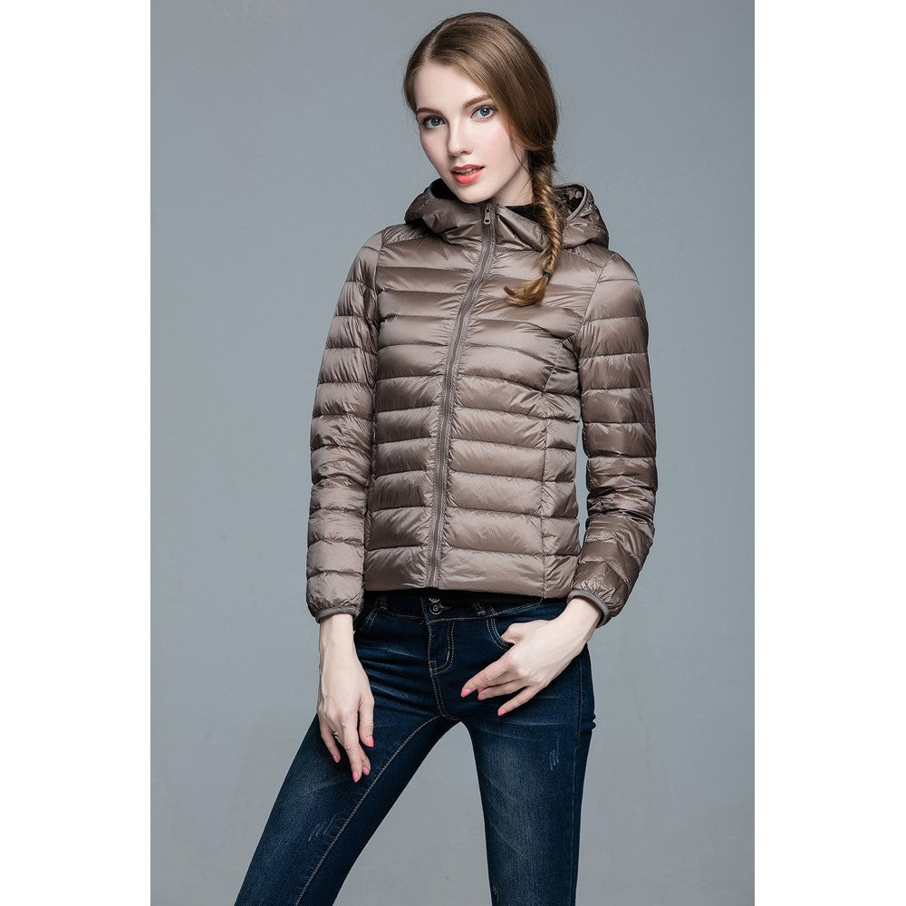 Womens Hooded Warm Jacket K-6003 Camel
