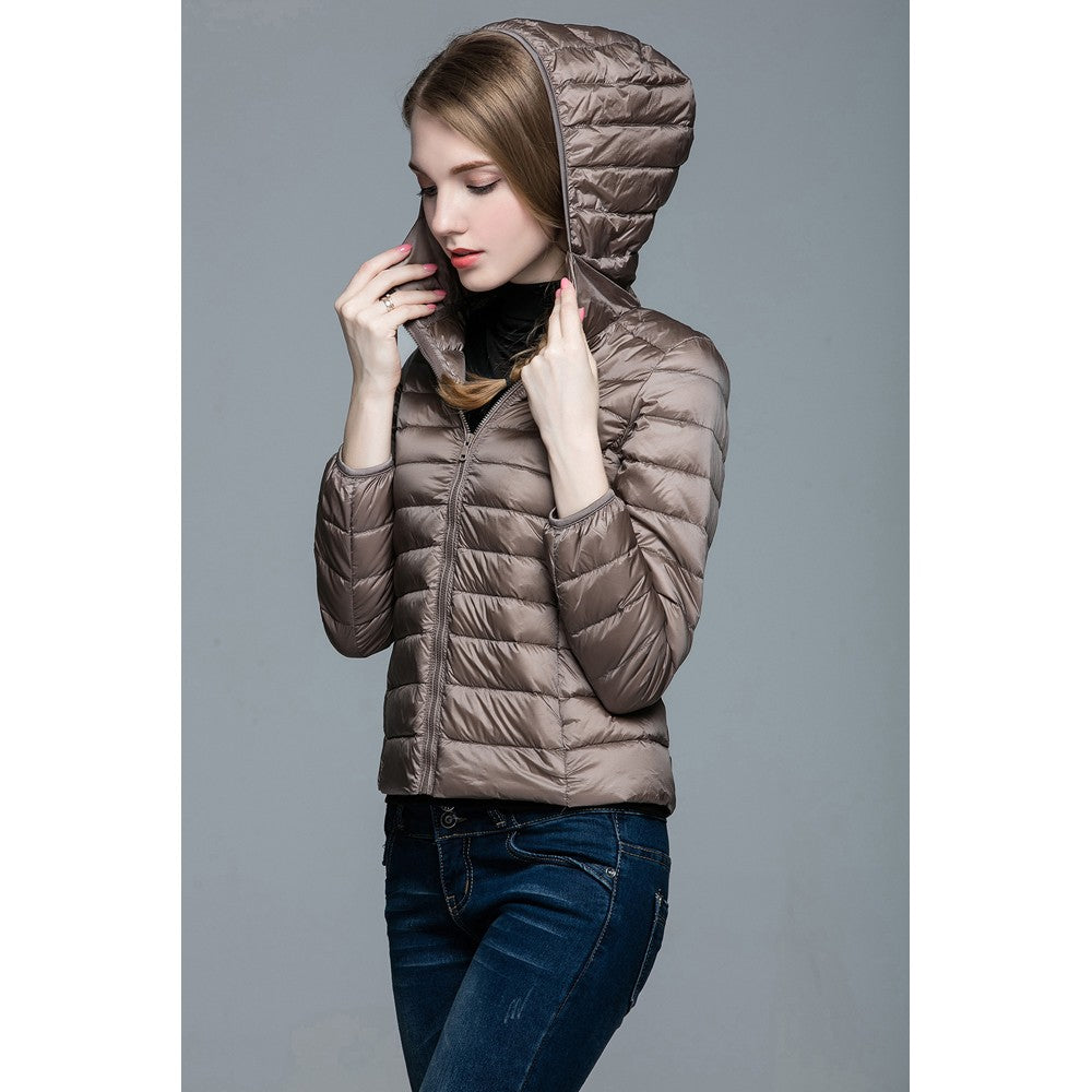 Womens Hooded Warm Jacket K-6003 Camel