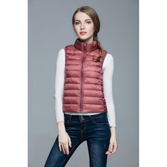 Womens Stand-up Collar Vest K-6001 Pink