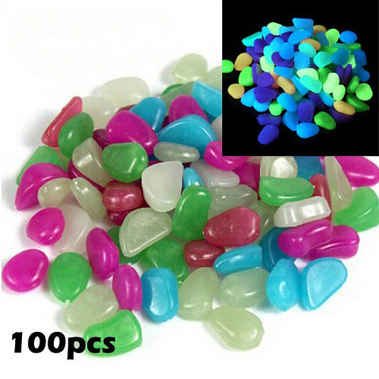 100Pcs Glow-in-the-Dark Pebbles Colourful