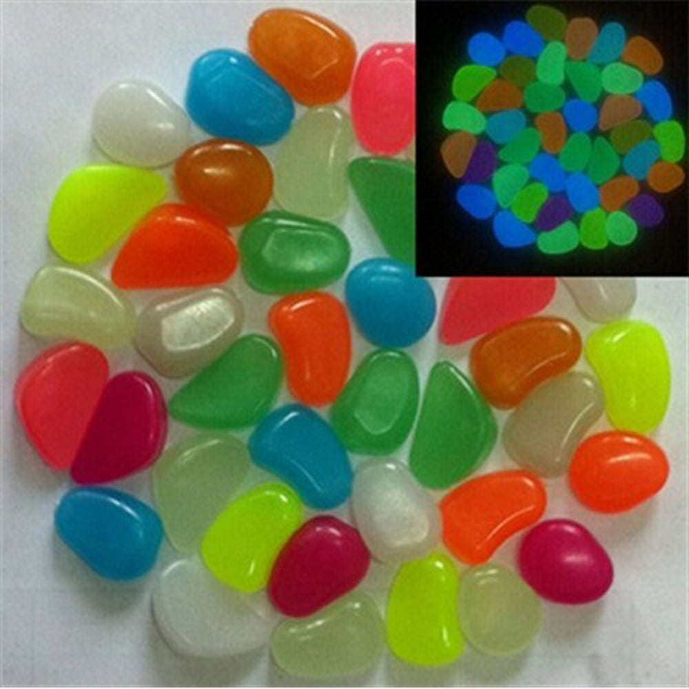 100Pcs Glow-in-the-Dark Pebbles Colourful