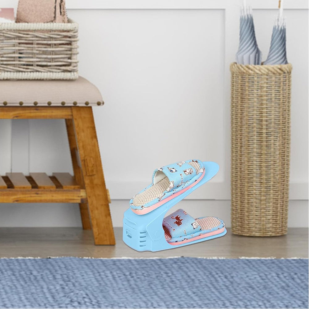 4Pcs Adjustable Shoes Rack Shoe Slots Organizer - Blue
