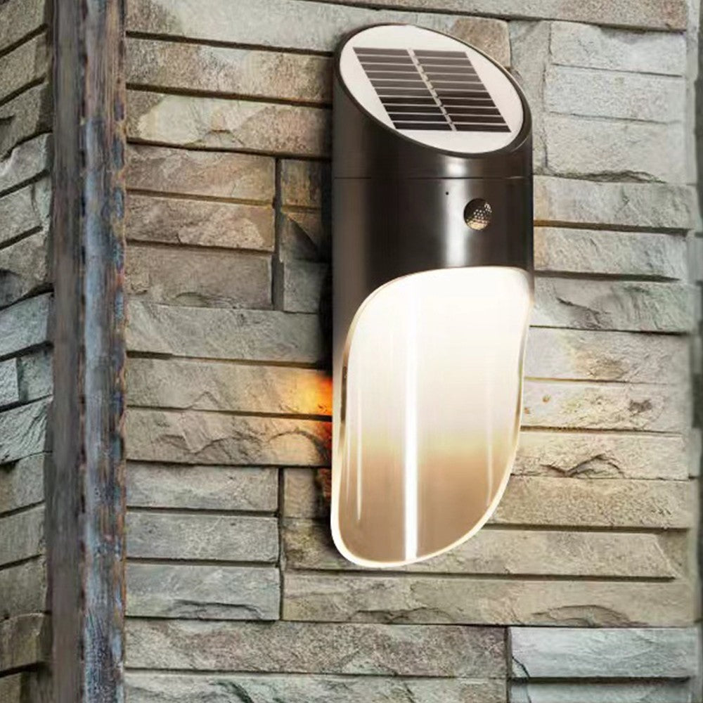 Water Resistant Solar Motion Sensor Lights Wall Mounted Lamp Black