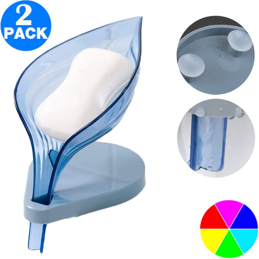 2 X Leaf Shape Self Draining Soap Boxes for Bathroom Home