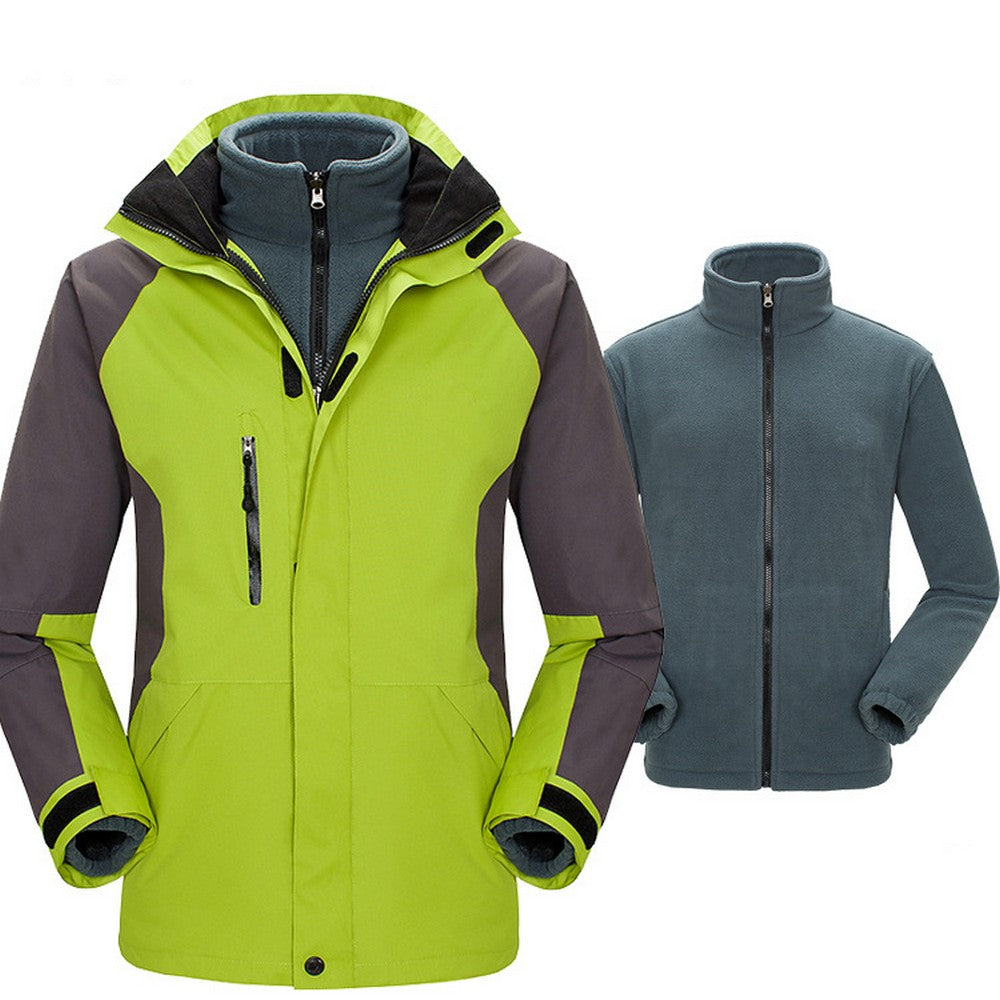 Mens 3 in 1 Winter Windproof Coats Ski Hooded Jacket with Warm Inner