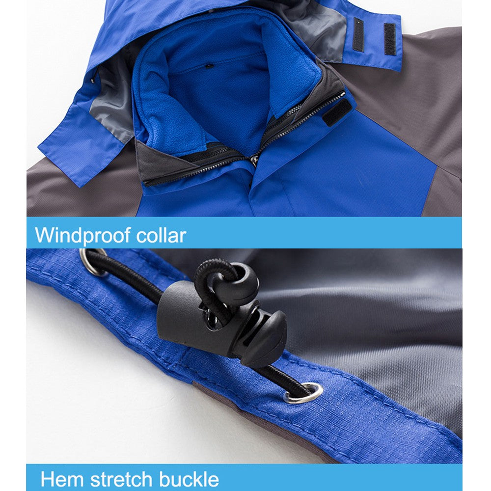Mens 3 in 1 Winter Windproof Coats Ski Hooded Jacket with Warm Inner