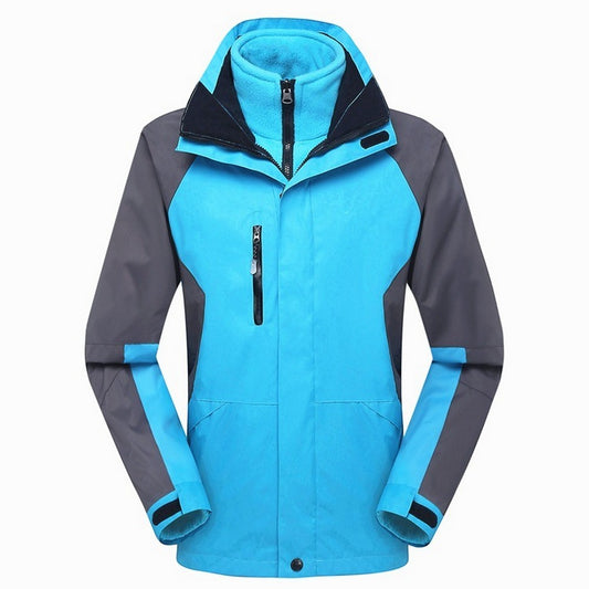 Mens 3 in 1 Winter Windproof Coats Ski Hooded Jacket with Warm Inner