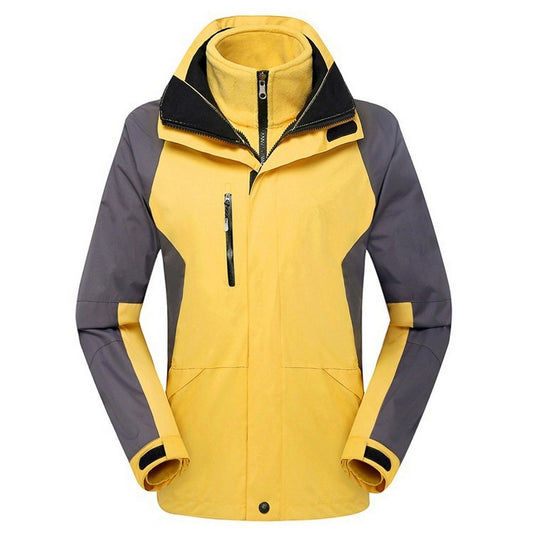 Mens 3 in 1 Winter Windproof Coats Ski Hooded Jacket with Warm Inner