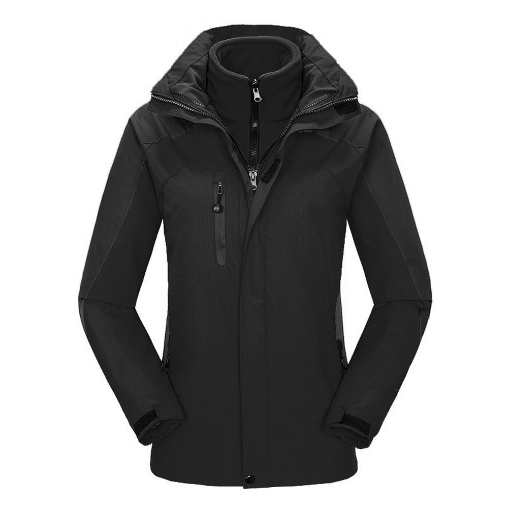 Womens 3 in 1 Winter Windproof Coats Ski Hooded Jacket with Warm Inner