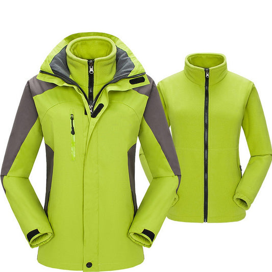 Womens 3 in 1 Winter Windproof Coats Ski Hooded Jacket with Warm Inner