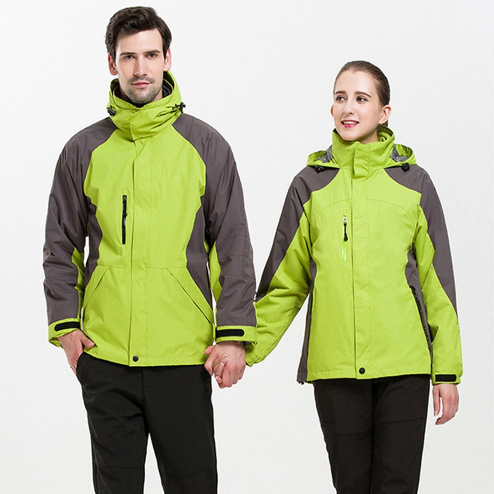 Womens 3 in 1 Winter Windproof Coats Ski Hooded Jacket with Warm Inner