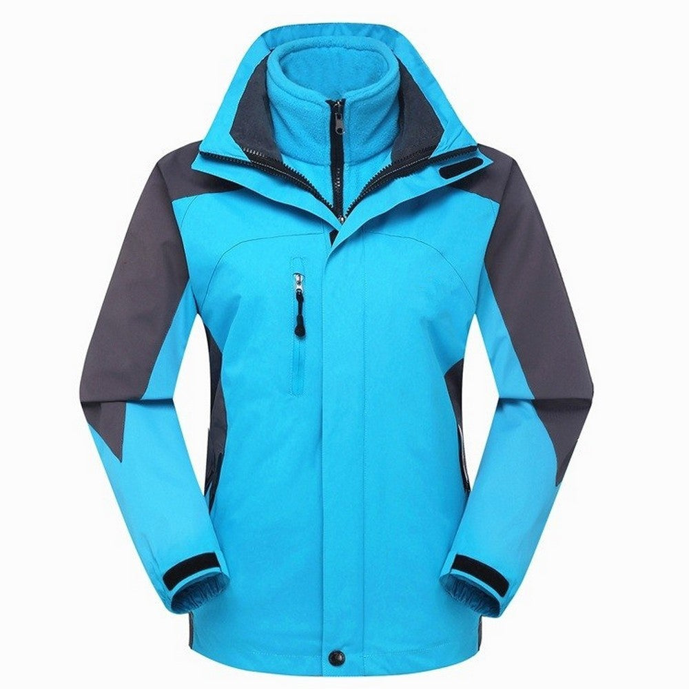 Womens 3 in 1 Winter Windproof Coats Ski Hooded Jacket with Warm Inner