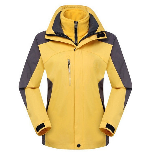 Womens 3 in 1 Winter Windproof Coats Ski Hooded Jacket with Warm Inner