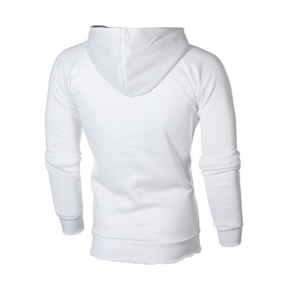 Mens Casual Zipper Hooded Top Slim Fit Sweatshirt