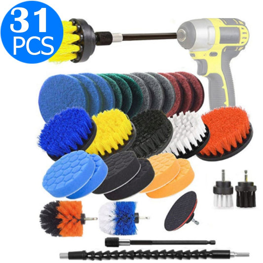 31 Pieces Drill Brush Attachments Set Cleaning Sponge Scrub Pads