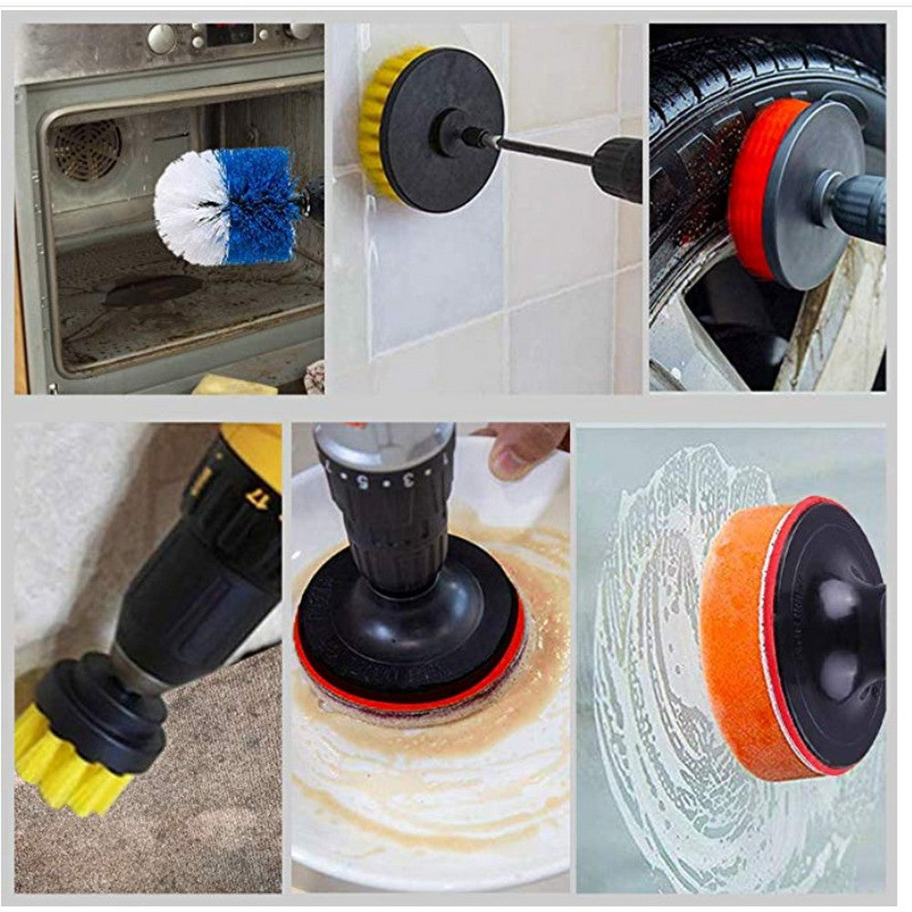 31 Pieces Drill Brush Attachments Set Cleaning Sponge Scrub Pads