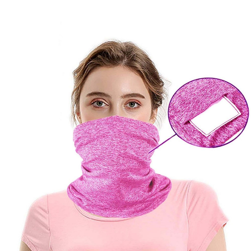 4 Pack Unisex Seamless Scarfs Outdoor Sports Neck Gaiters Neck Protectors Face Covers Bandanas for Adults FILTERS IS NOT INCLUDED