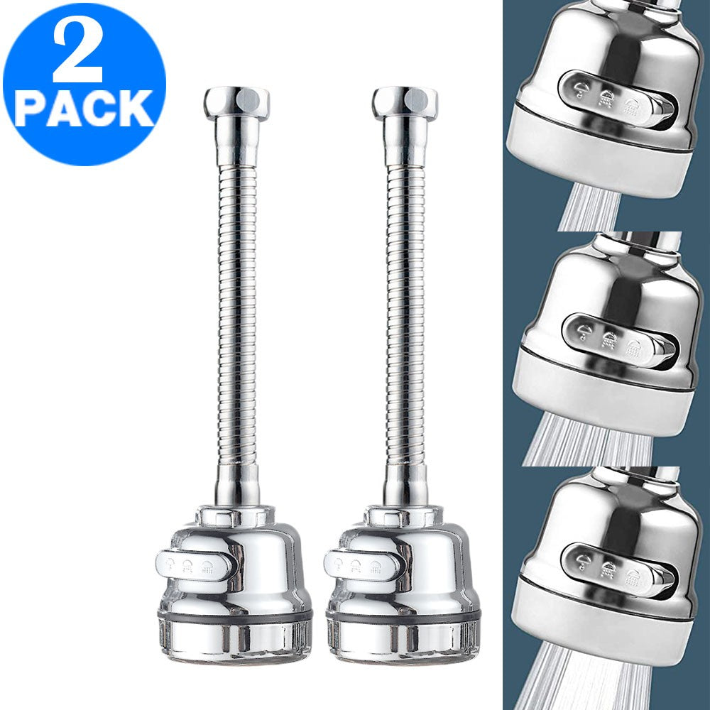 2 X 3 Modes Adjustment Kitchen Sink 360 Flexible Extension Hose Faucet Sprayers Attachment Water Saving Long Nozzles