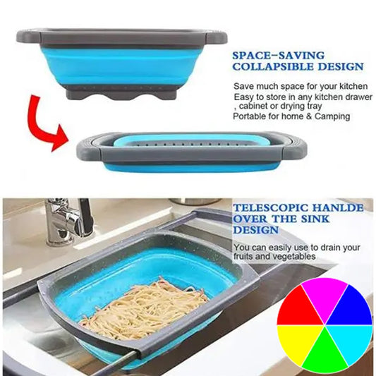 Rectangle Kitchen Collapsible Colanders and Strainers with Extendable Handles