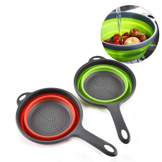 Round Kitchen Collapsible Colanders and Strainers with Handles