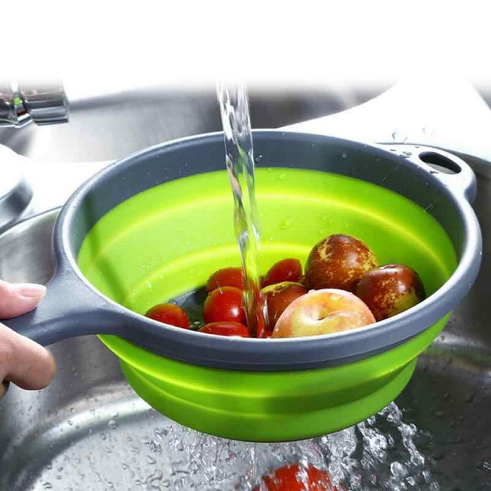 Round Kitchen Collapsible Colanders and Strainers with Handles