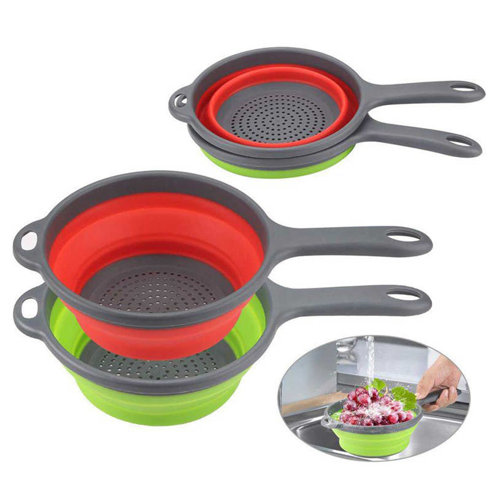 Round Kitchen Collapsible Colanders and Strainers with Handles