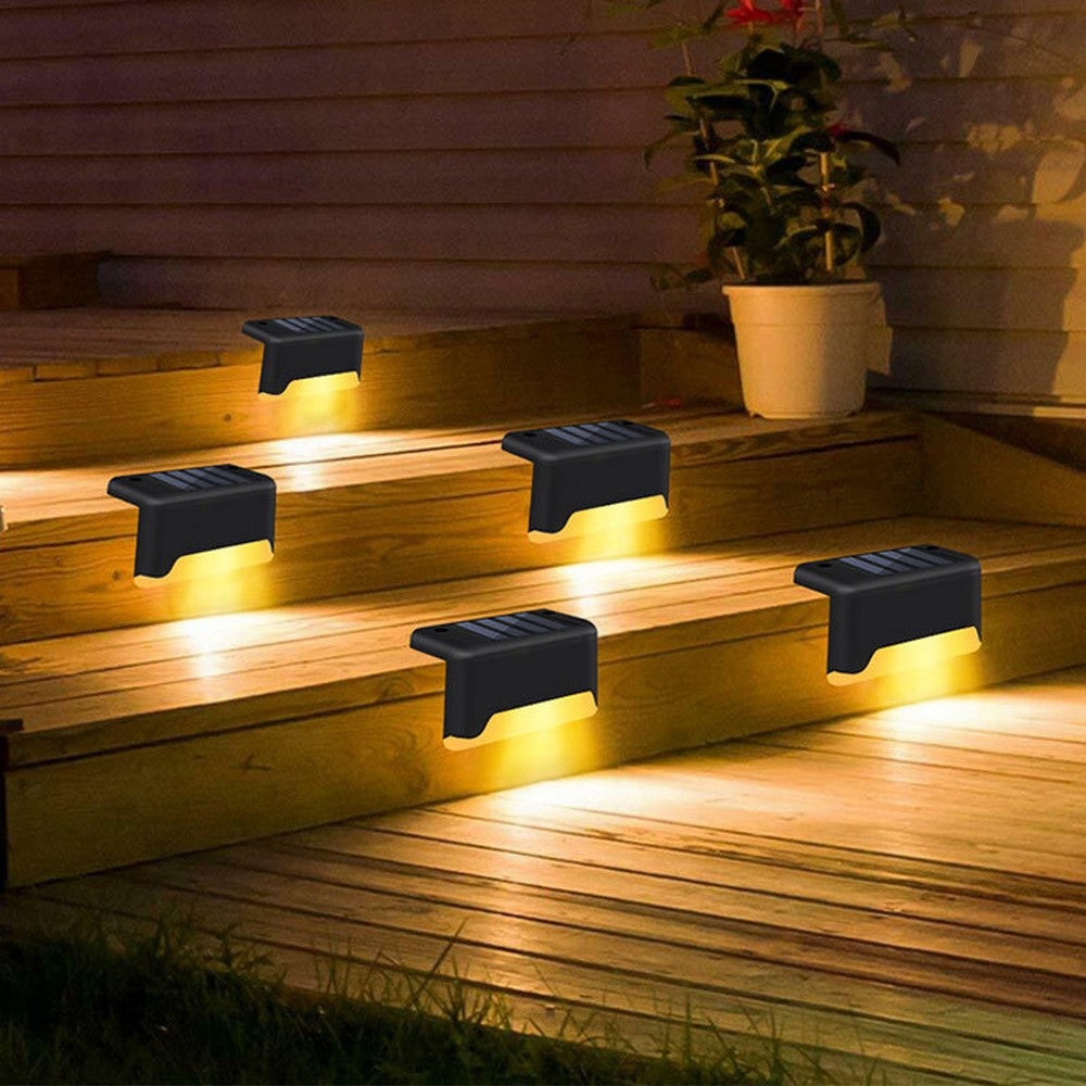 16PCS Black Solar Powered Deck Lights Warm White Lamps Set