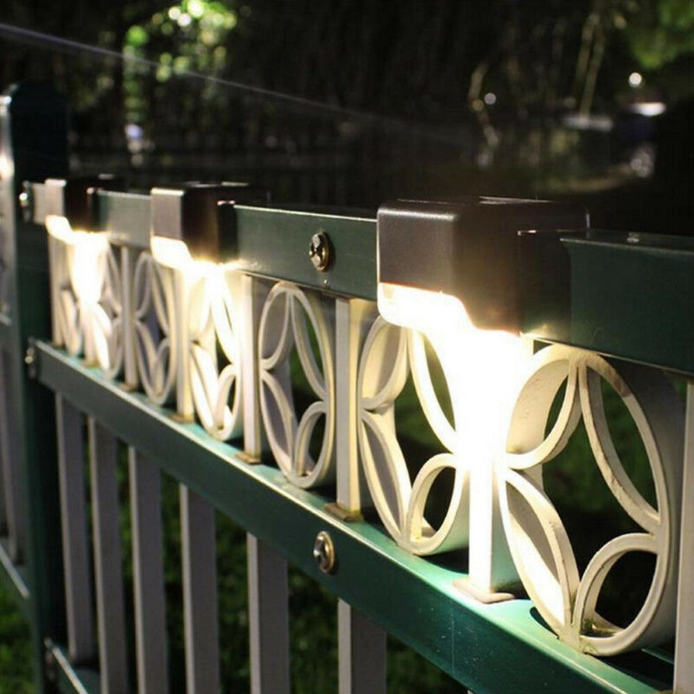 12PCS Black Solar Powered Deck Lights Warm White Lamps Set