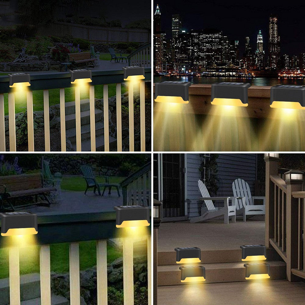 8PCS Black Solar Powered Deck Lights Warm White Lamps Set