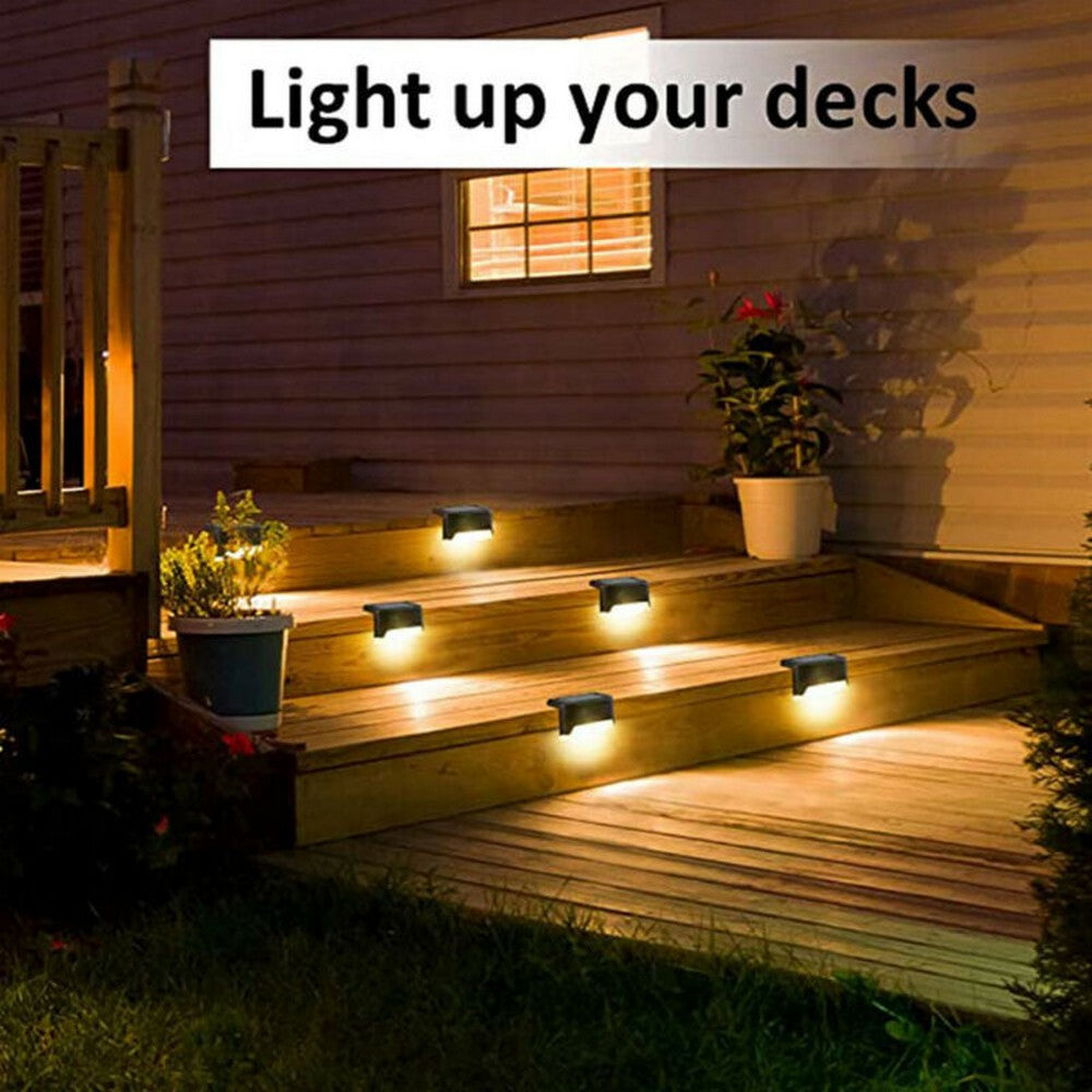 16PCS Black Solar Powered Deck Lights Warm White Lamps Set