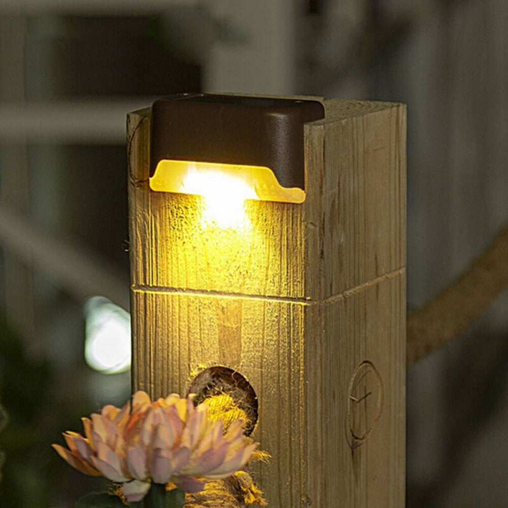 16PCS Brown Solar Powered Deck Lights Warm White Lamps Set