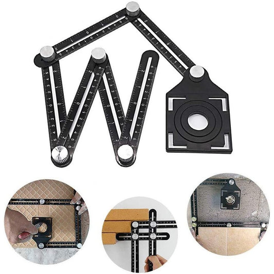 Universal Multi Angle Measuring Ruler Angularizer Template Tool Floor Tile Hole Locator Glass Puncher