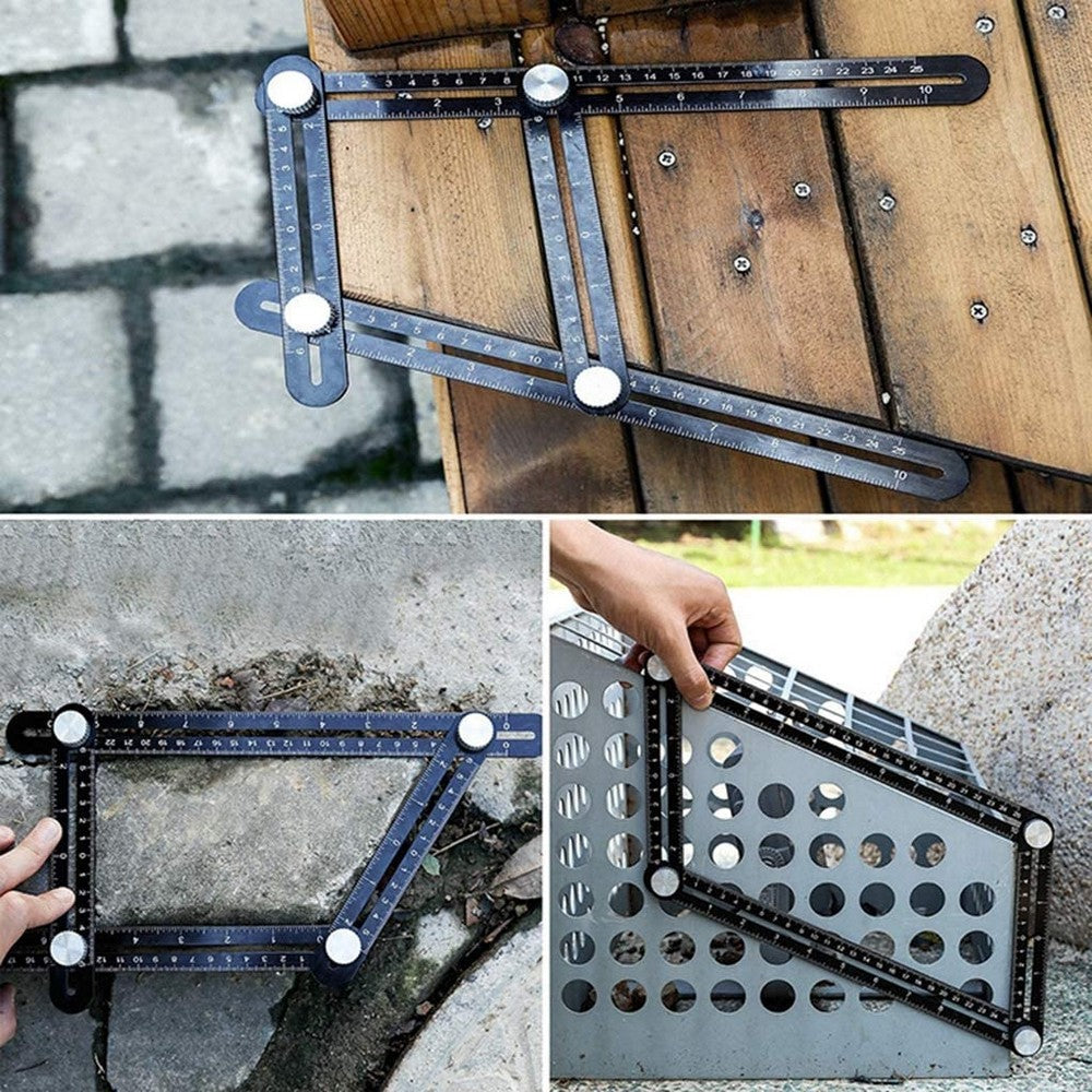 Universal Multi Angle Measuring Ruler Angularizer Template Tool Floor Tile Hole Locator Glass Puncher